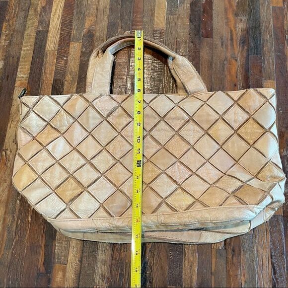 MONSERTA DE LUCCA tan Italian 100% genuine stitched leather handbag tote. - Picture 13 of 14